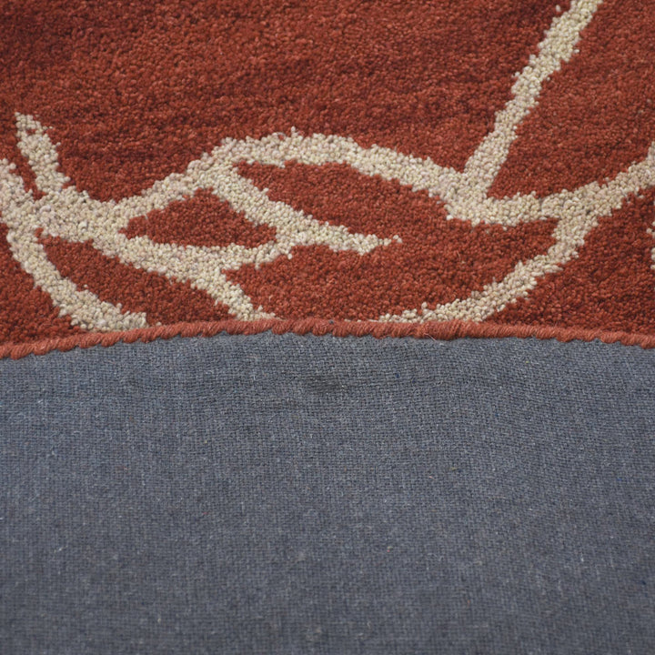 Hand Tufted Wool Area Rug Floral Beige Brown K00726