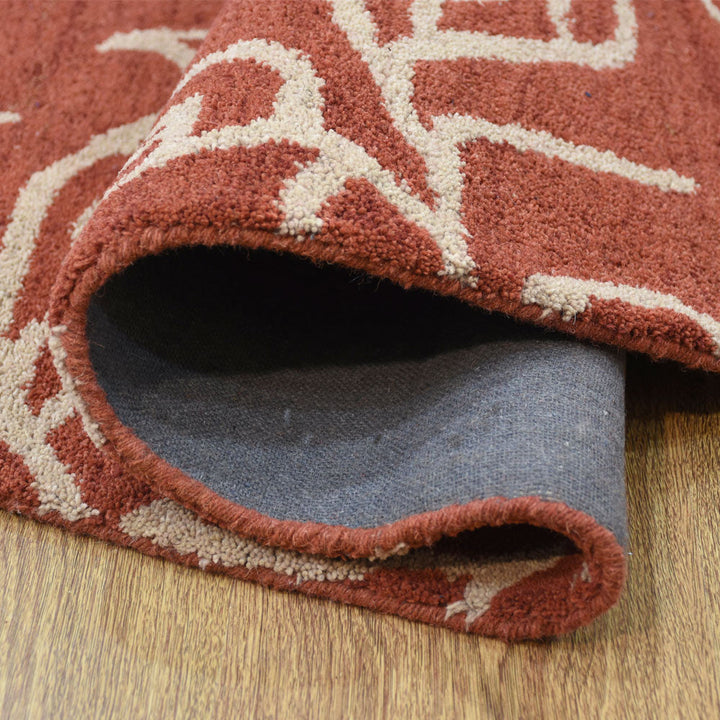 Hand Tufted Wool Area Rug Floral Beige Brown K00726