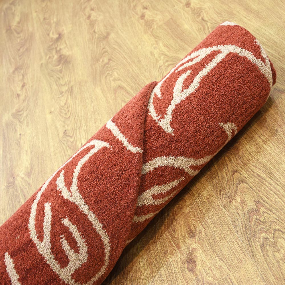 Hand Tufted Wool Area Rug Floral Beige Brown K00726