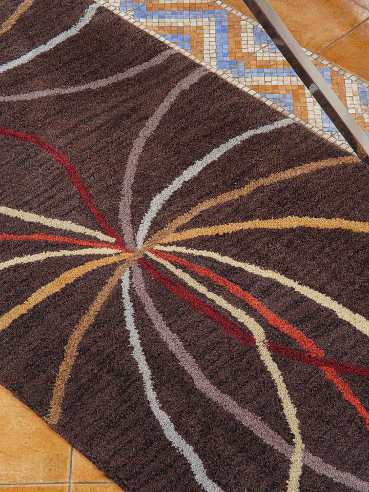 Hand Tufted Wool Area Rug Contemporary Brown K00728