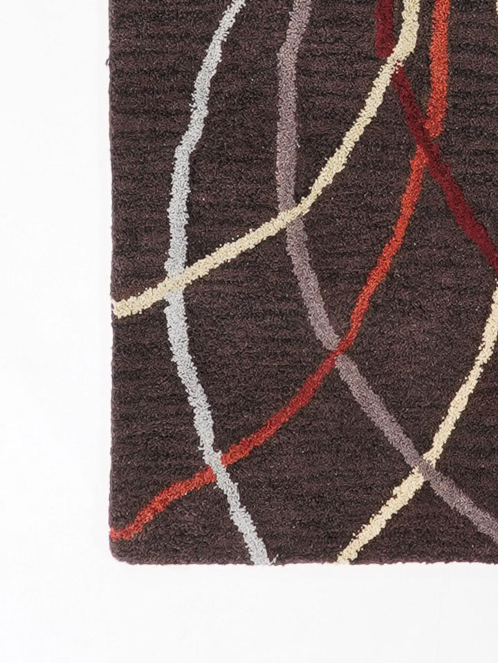 Hand Tufted Wool Area Rug Contemporary Brown K00728