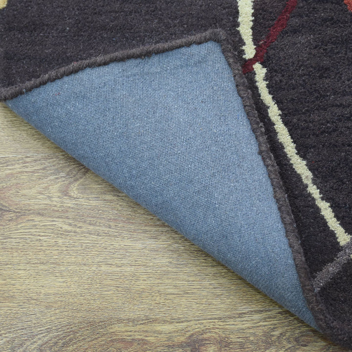 Hand Tufted Wool Area Rug Contemporary Brown K00728