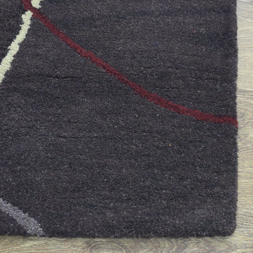 Hand Tufted Wool Area Rug Contemporary Brown K00728