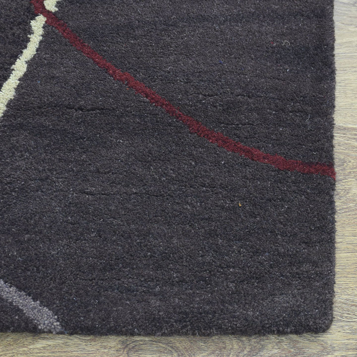 Hand Tufted Wool Area Rug Contemporary Brown K00728