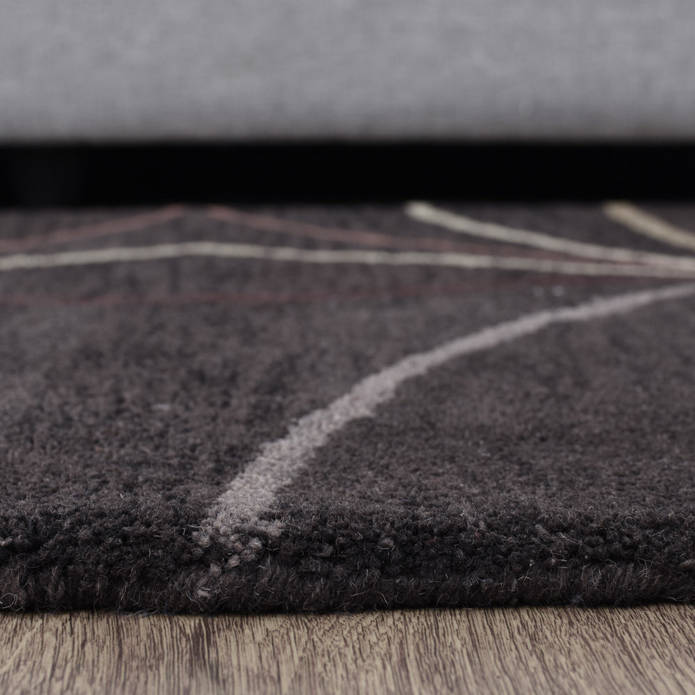 Hand Tufted Wool Area Rug Contemporary Brown K00728