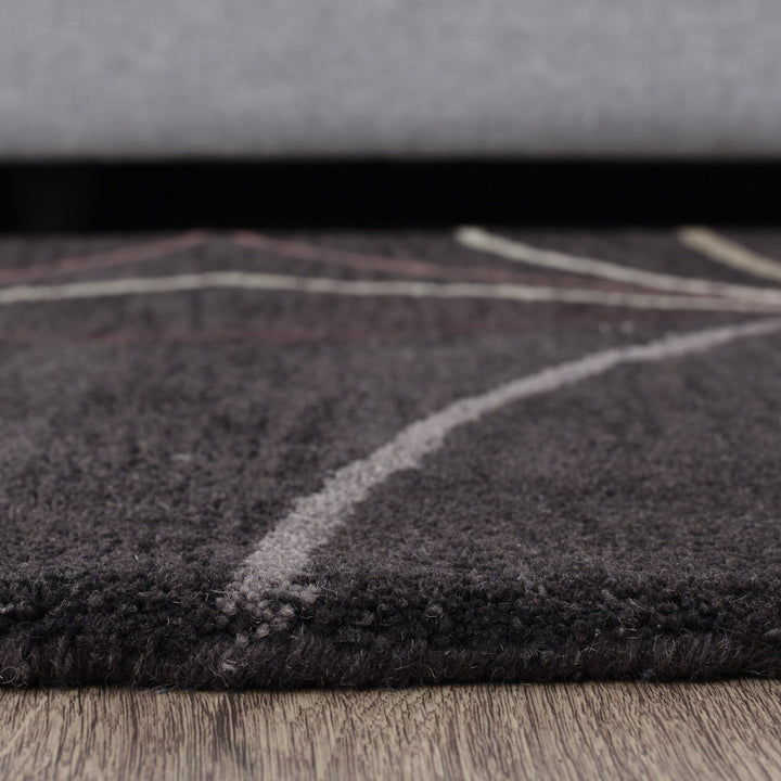 Hand Tufted Wool Area Rug Contemporary Brown K00728