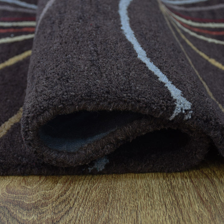 Hand Tufted Wool Area Rug Contemporary Brown K00728
