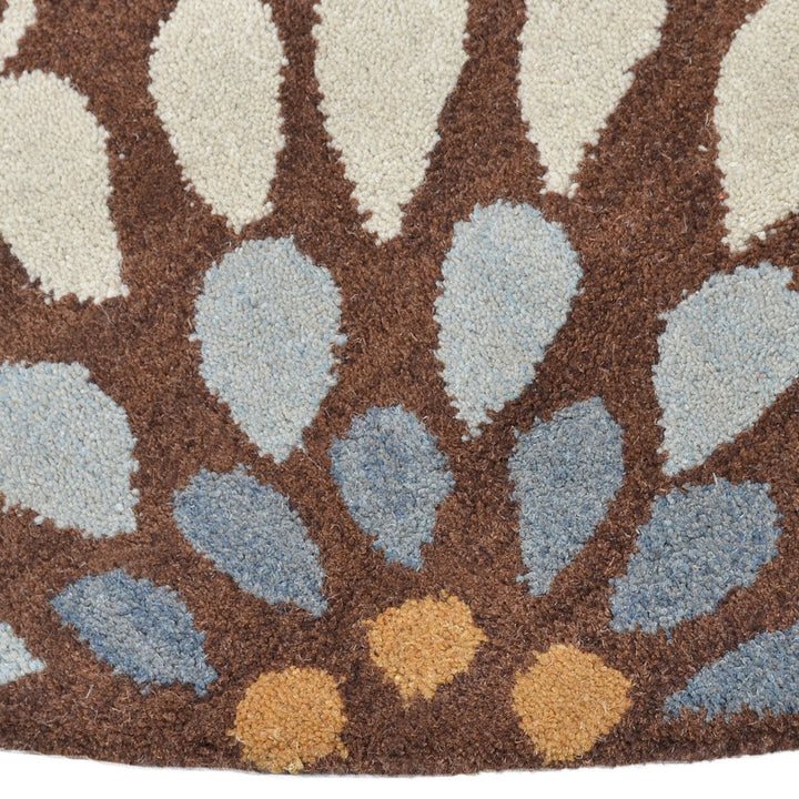 Hand Tufted Wool Area Rug Floral Brown K00730