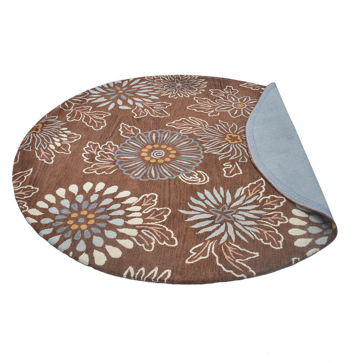 Hand Tufted Wool Area Rug Floral Brown K00730