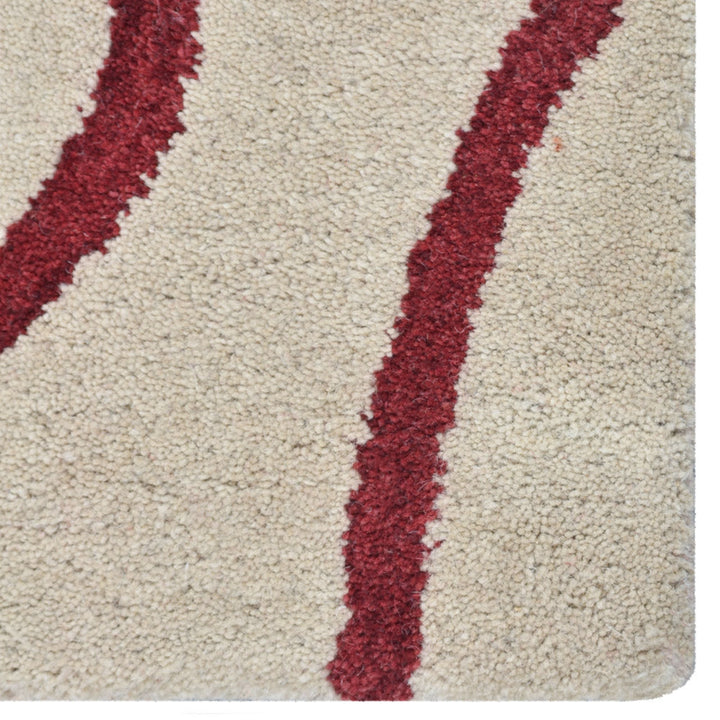 Hand Tufted Wool Area Rug Floral Beige Red K00733