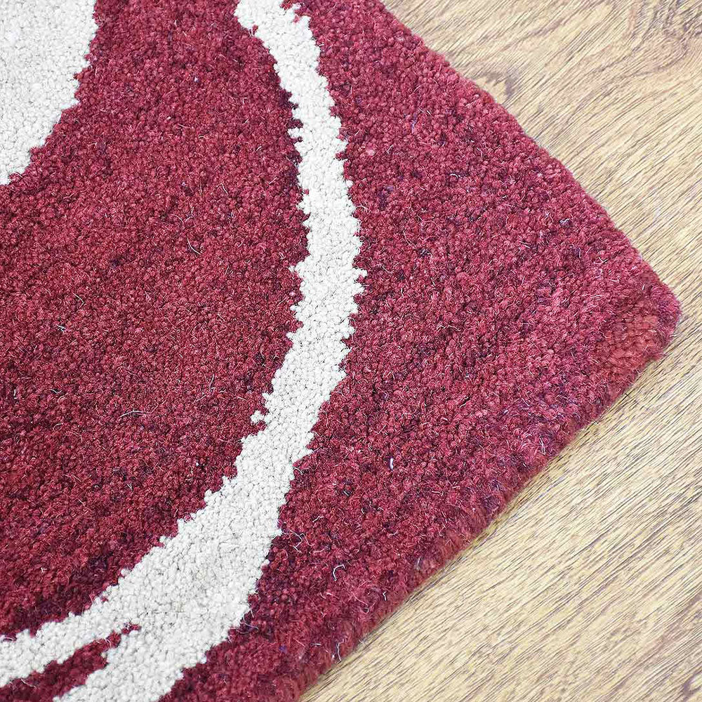 Hand Tufted Wool Area Rug Floral Beige Red K00733