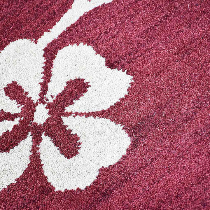 Hand Tufted Wool Area Rug Floral Beige Red K00733