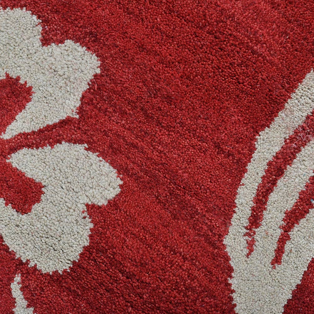 Hand Tufted Wool Area Rug Floral Beige Red K00733