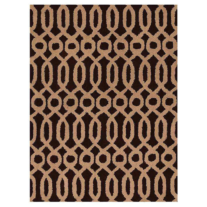 Hand Tufted Wool Area Rug Contemporary Brown Beige K00734