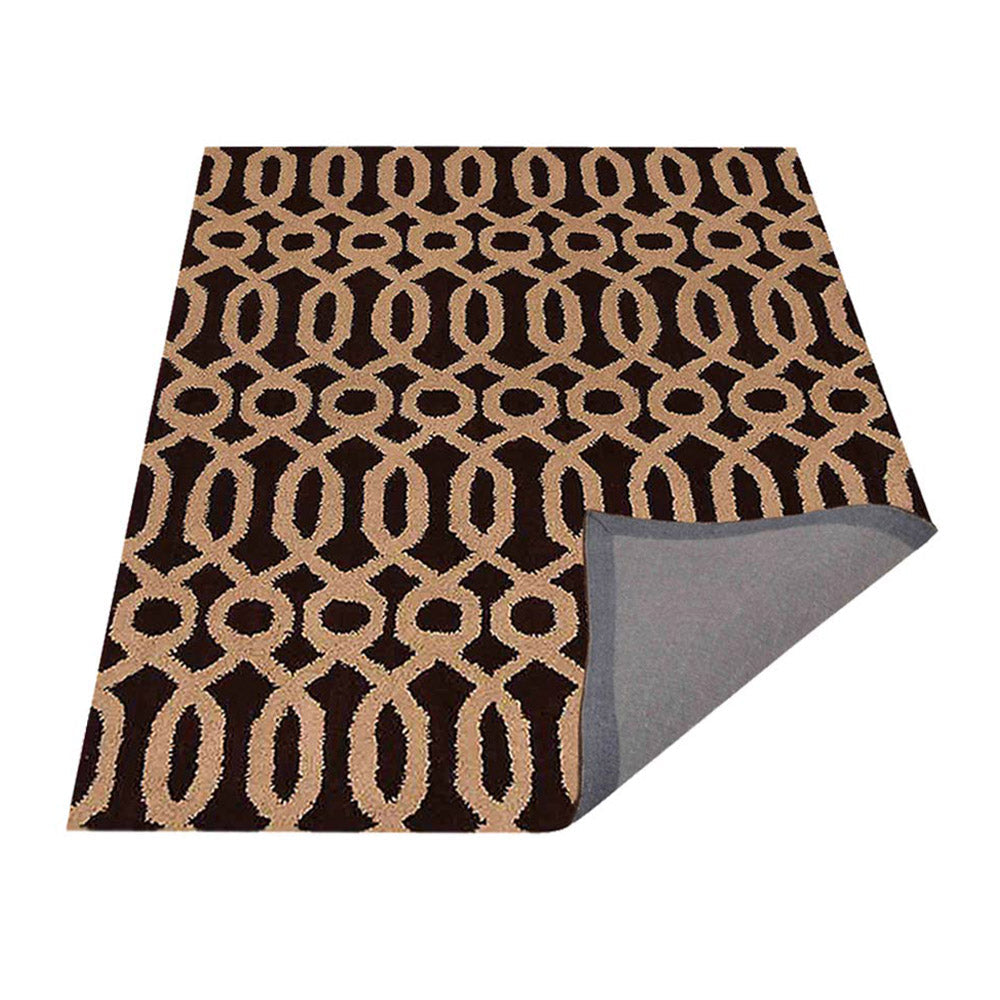 Hand Tufted Wool Area Rug Contemporary Brown Beige K00734