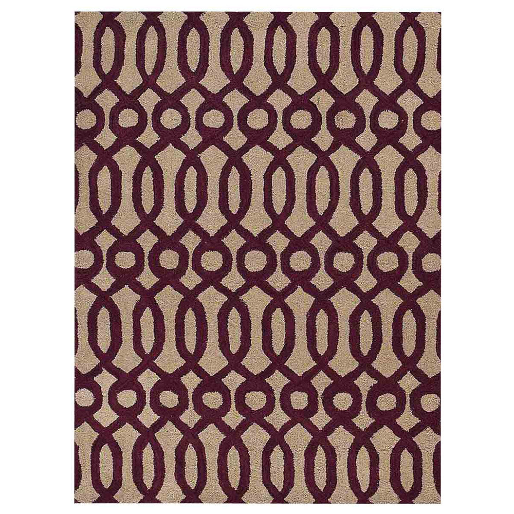 Hand Tufted Wool Area Rug Contemporary Brown Beige K00734