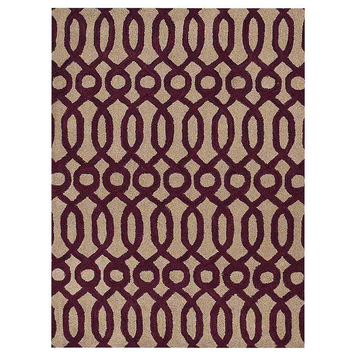 Hand Tufted Wool Area Rug Contemporary Brown Beige K00734