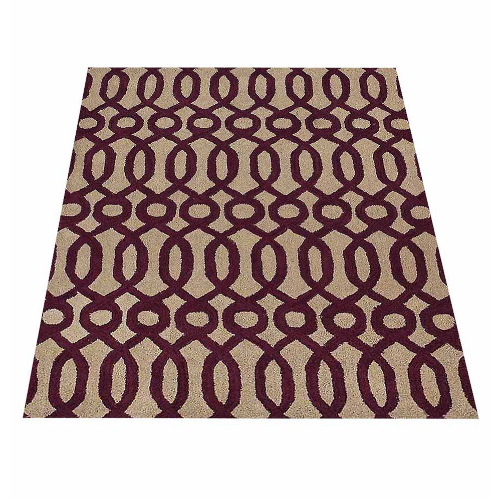Hand Tufted Wool Area Rug Contemporary Brown Beige K00734