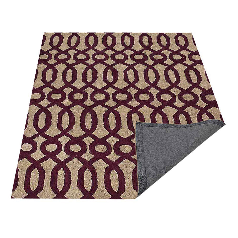 Hand Tufted Wool Area Rug Contemporary Brown Beige K00734