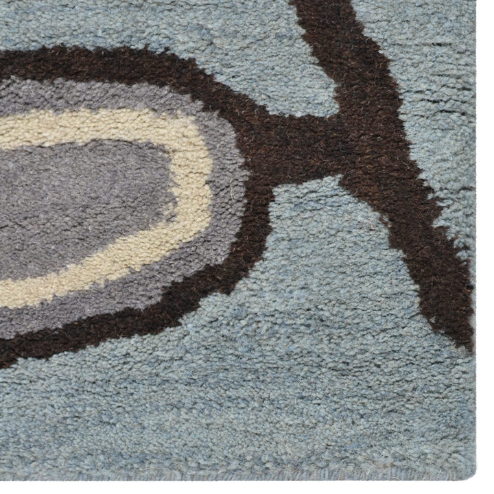 Hand Tufted Wool Area Rug Floral Light Blue K00735