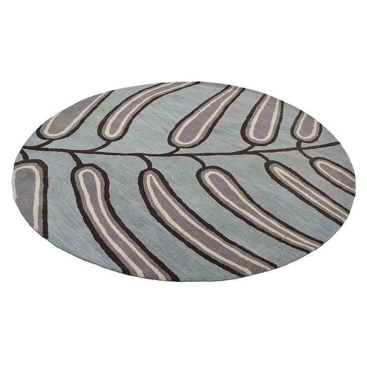 Hand Tufted Wool Area Rug Floral Light Blue K00735