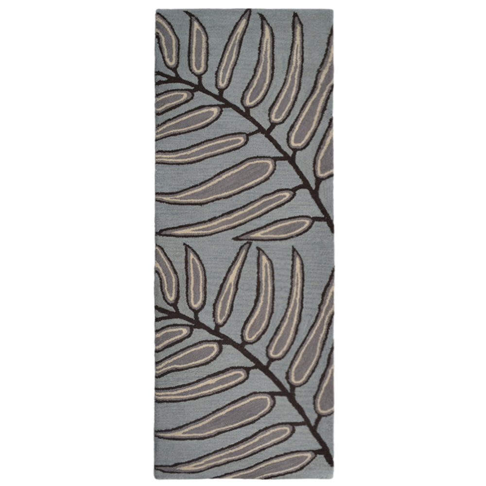 Hand Tufted Wool Area Rug Floral Light Blue K00735