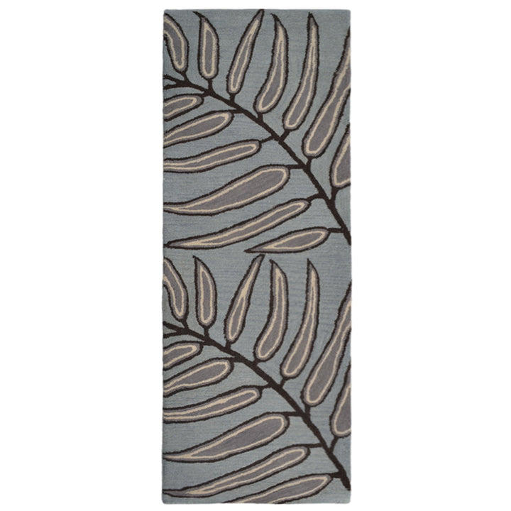 Hand Tufted Wool Area Rug Floral Light Blue K00735