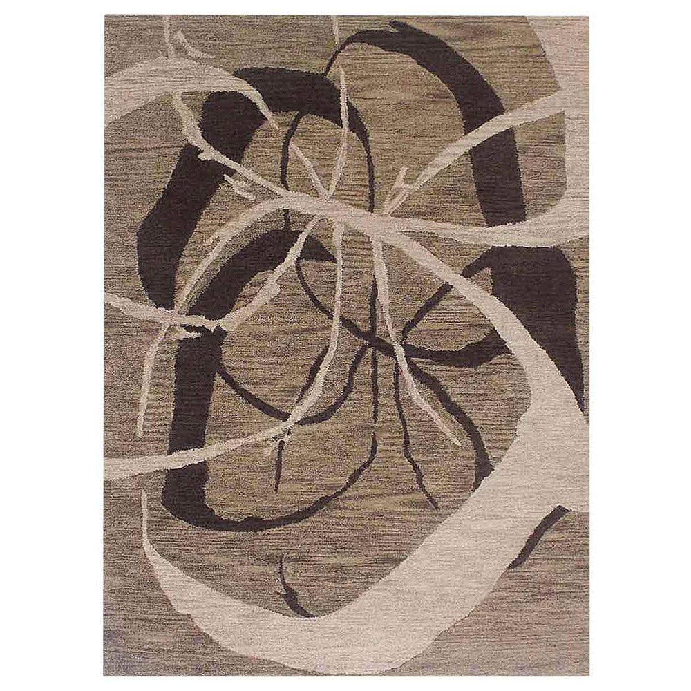 Hand Tufted Wool Area Rug Contemporary Light Brown K00901