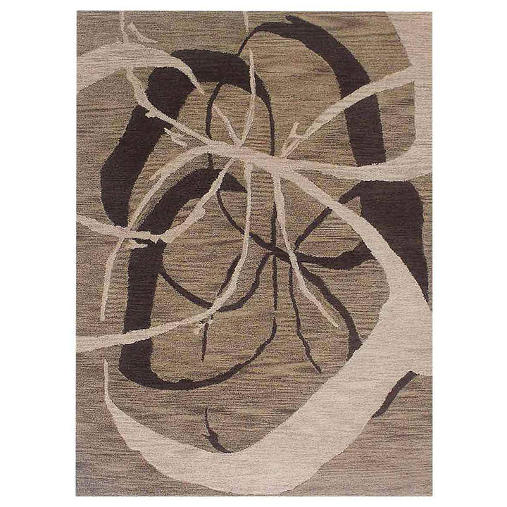 Hand Tufted Wool Area Rug Contemporary Light Brown K00901
