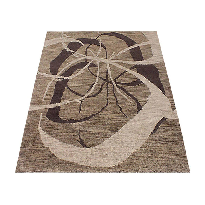 Hand Tufted Wool Area Rug Contemporary Light Brown K00901