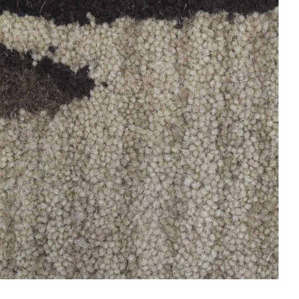 Hand Tufted Wool Area Rug Floral Light Brown K00905