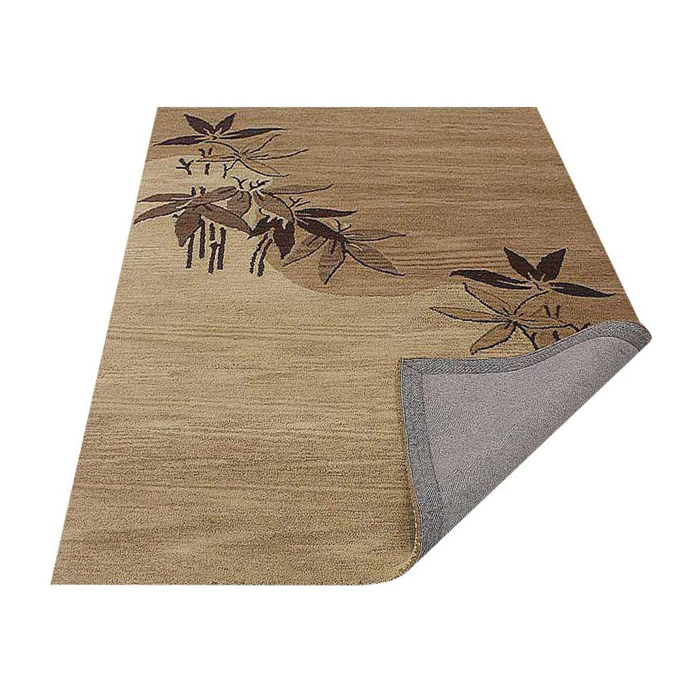 Hand Tufted Wool Area Rug Floral Light Brown K00905