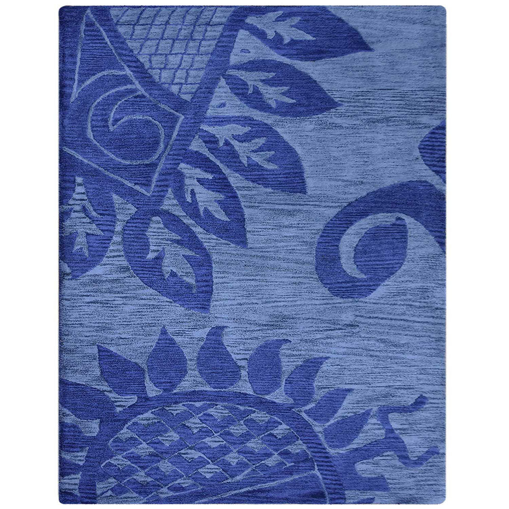 Hand Tufted Wool Area Rug Contemporary Blue K00917