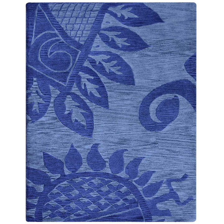 Hand Tufted Wool Area Rug Contemporary Blue K00917