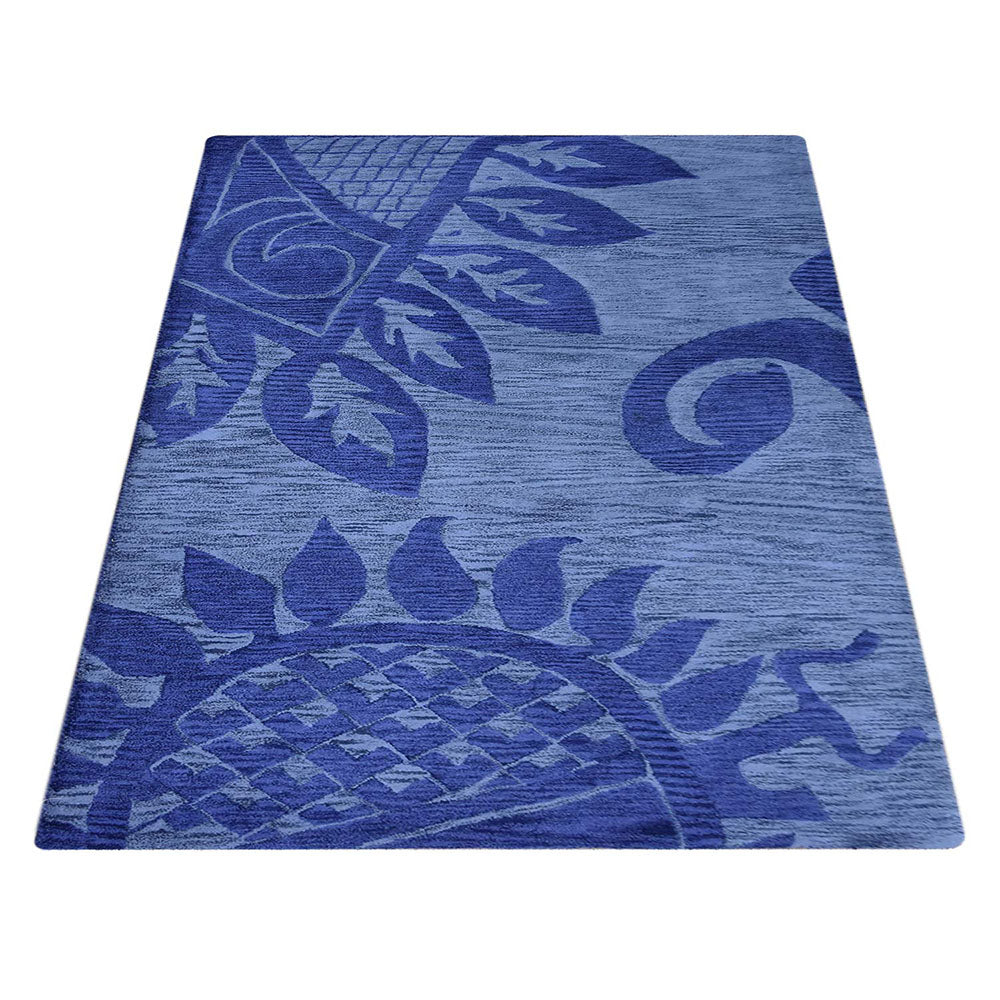 Hand Tufted Wool Area Rug Contemporary Blue K00917