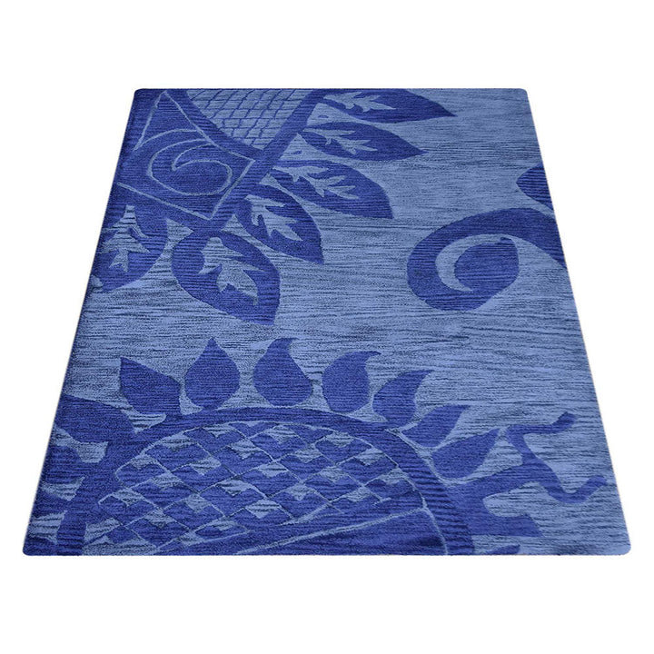 Hand Tufted Wool Area Rug Contemporary Blue K00917