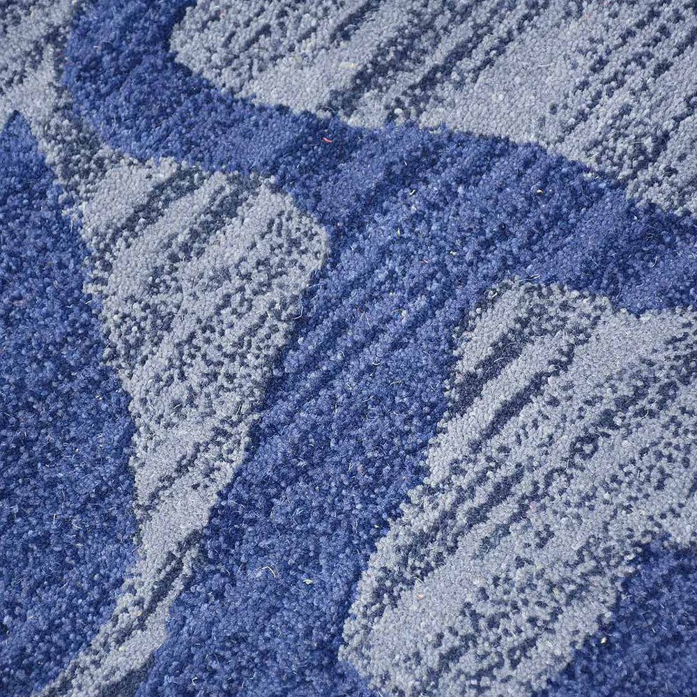 Hand Tufted Wool Area Rug Contemporary Blue K00917