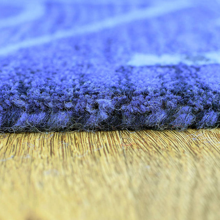 Hand Tufted Wool Area Rug Contemporary Blue K00917