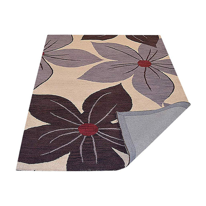 Hand Tufted Wool Area Rug Floral Cream K00926