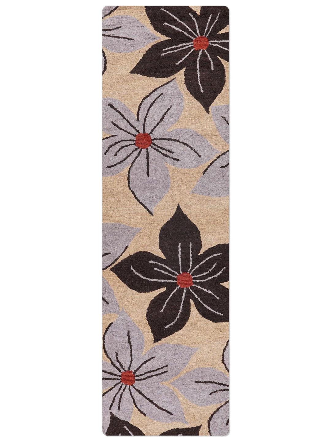 Hand Tufted Wool Area Rug Floral Cream K00926