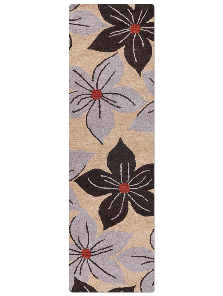 Hand Tufted Wool Area Rug Floral Cream K00926