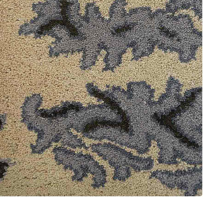 Hand Tufted Wool Area Rug Oriental Beige Blue K00937