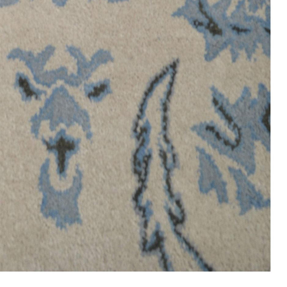 Hand Tufted Wool Area Rug Oriental Beige Blue K00937