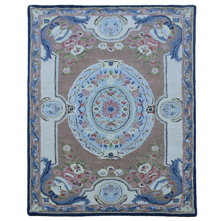 Hand Tufted Wool Area Rug Oriental Light Brown K00S05