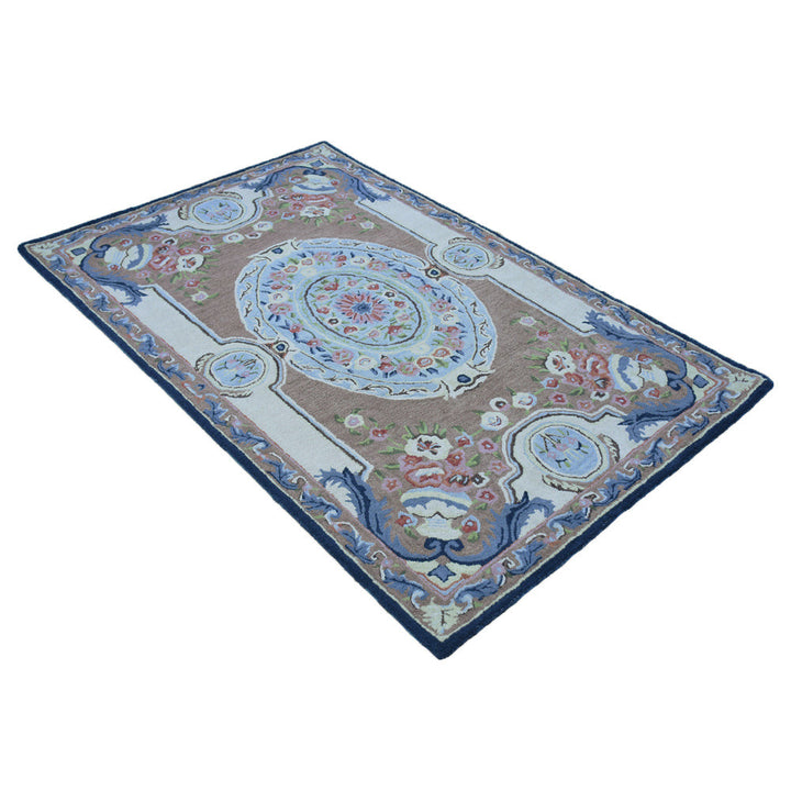 Hand Tufted Wool Area Rug Oriental Light Brown K00S05