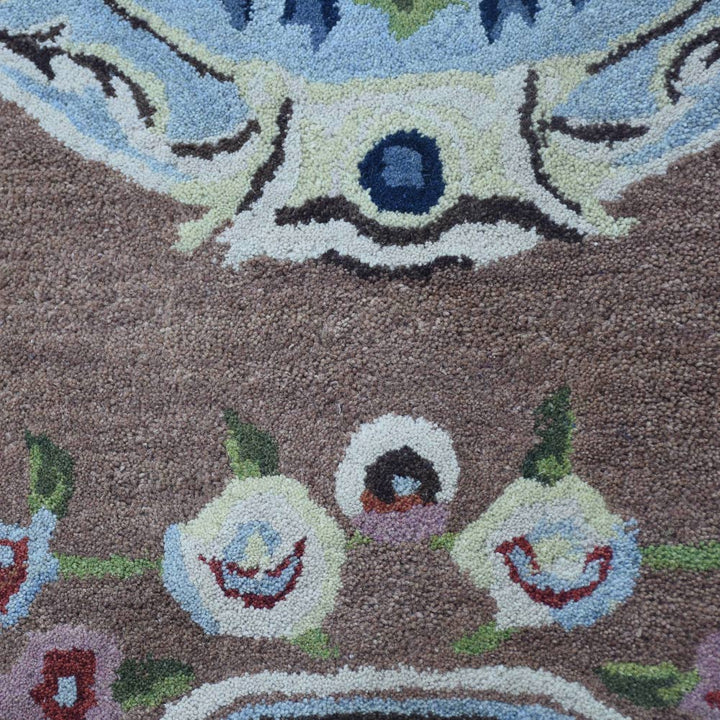 Hand Tufted Wool Area Rug Oriental Light Brown K00S05