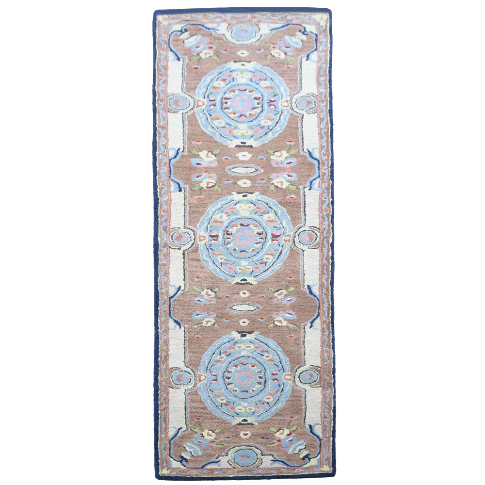 Hand Tufted Wool Area Rug Oriental Light Brown K00S05