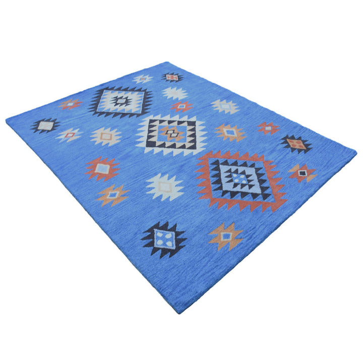 Hand Tufted Wool Area Rug Oriental Light Blue K00S07