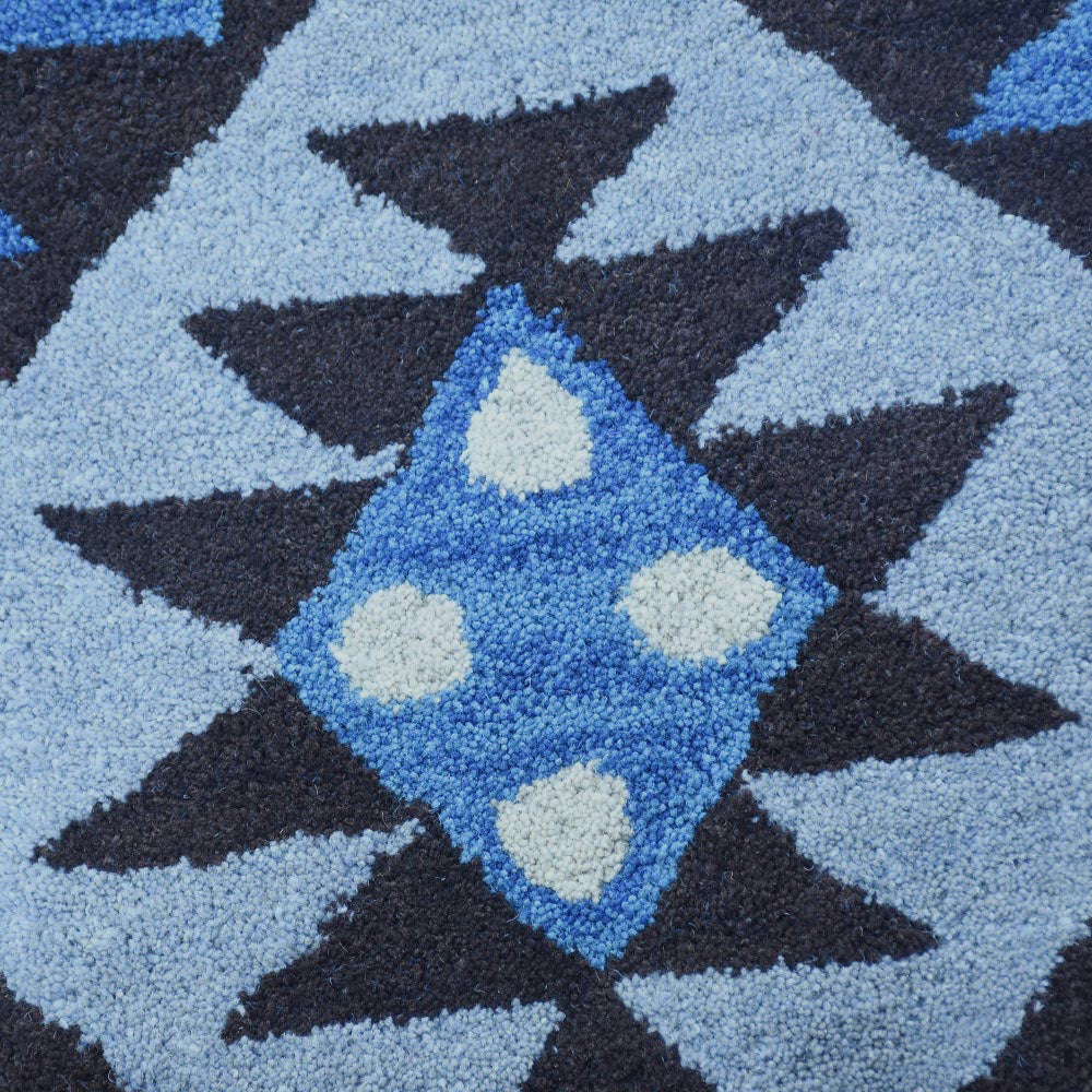 Hand Tufted Wool Area Rug Oriental Light Blue K00S07