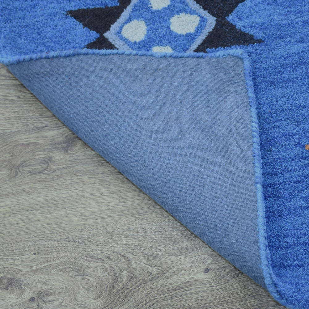 Hand Tufted Wool Area Rug Oriental Light Blue K00S07